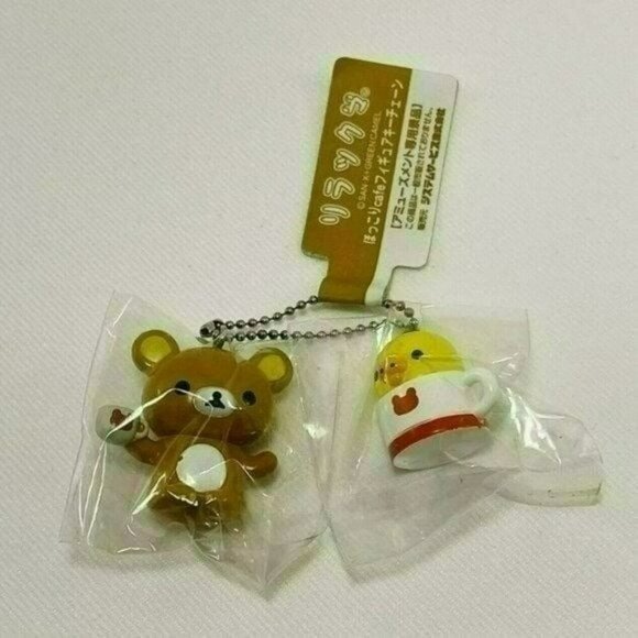 Sanx Green Camel Rilakkuma Hokkori Figure Charm Keychain Yellow Bird Coffee Shop - Picture 1 of 9